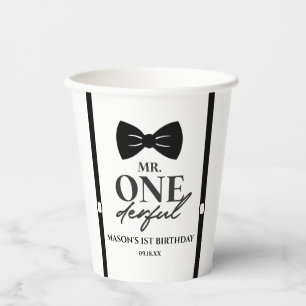Mr. ONEderful Bowtie First 1st Birthday Party Paper Cups