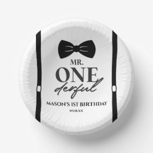 Mr. ONEderful Bowtie First 1st Birthday Party Paper Plate