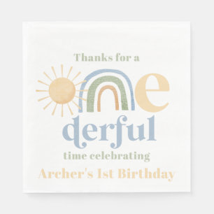 Mr Onederful Boys 1st Birthday Party Napkins
