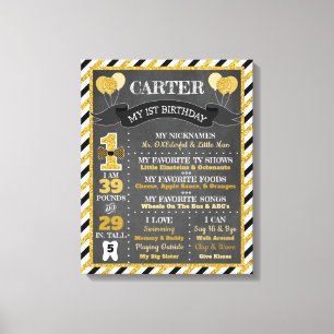 Mr. ONEderful Chalkboard Poster   First Birthday Canvas Print