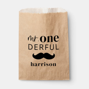 Mr Onederful Custom Name with Moustache Favour Bag