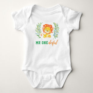 Mr Onederful First 1st Birthday Wild One Lion Baby Bodysuit