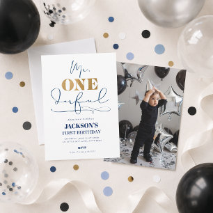 Mr. ONEderful First Birthday Photo Invitation