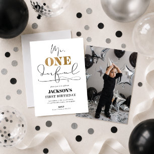 Mr. ONEderful First Birthday Photo Invitation