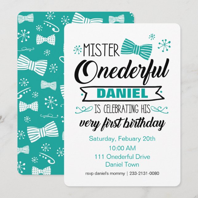 Mr. Onederful Invitation (Front/Back)