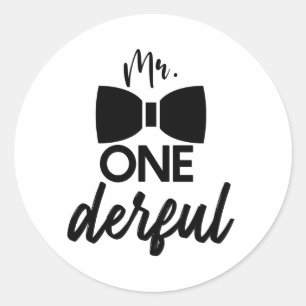 Mr. ONEderful Mr Wonderful First 1st Birthday Bann Classic Round Sticker