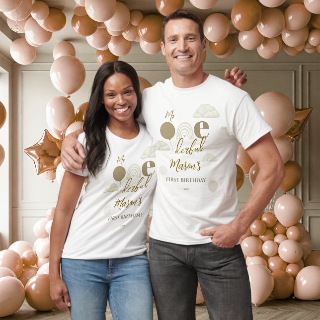 Mr Onederful Neutral Cloud Birthday Family T-Shirt (Creator Uploaded)