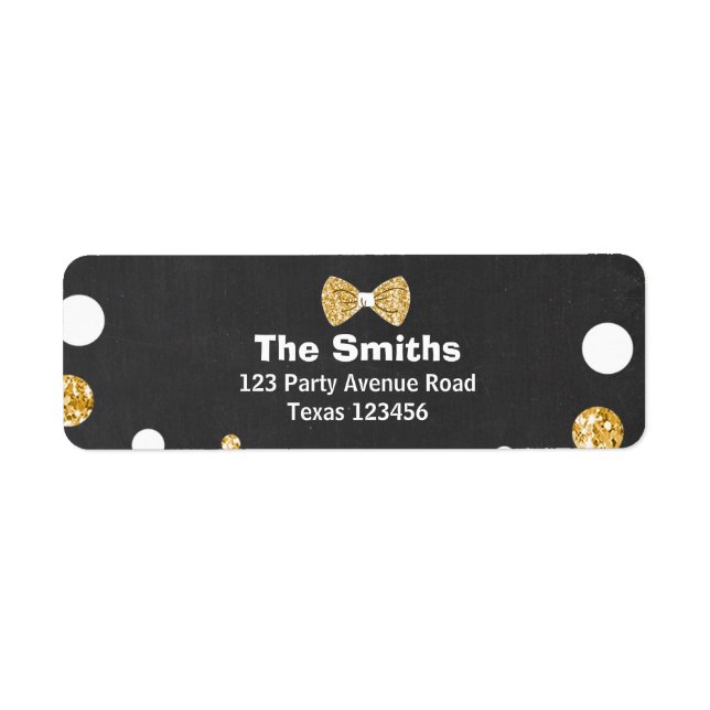 Mr Onederful Return Address Labels Boy Black Gold (Front)