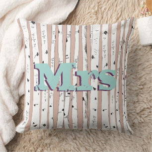 Mr. or Mrs personalizes Birch Tree Pillows