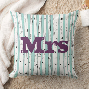Mr. or Mrs personalizes Birch Tree Pillows