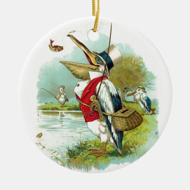 MR PELICAN FISHING CERAMIC ORNAMENT (Front)