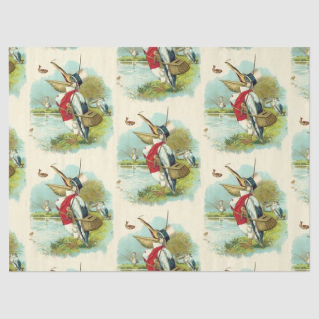 MR PELICAN FISHING ,cream Tissue Paper (Front)