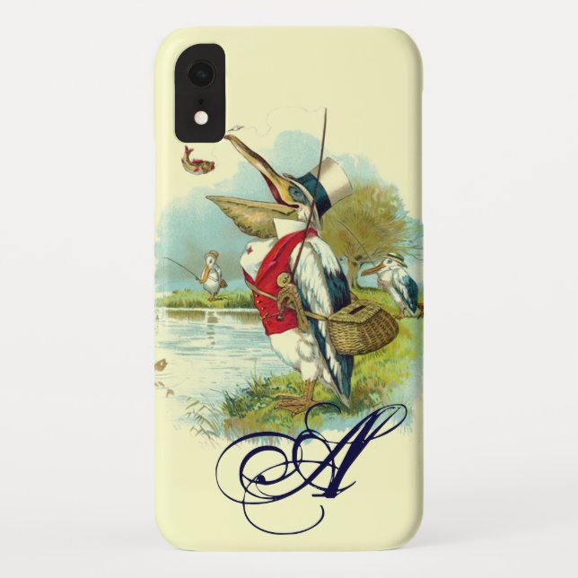 MR PELICAN FISHING MONOGRAM,cream Case-Mate iPhone Case (Back)