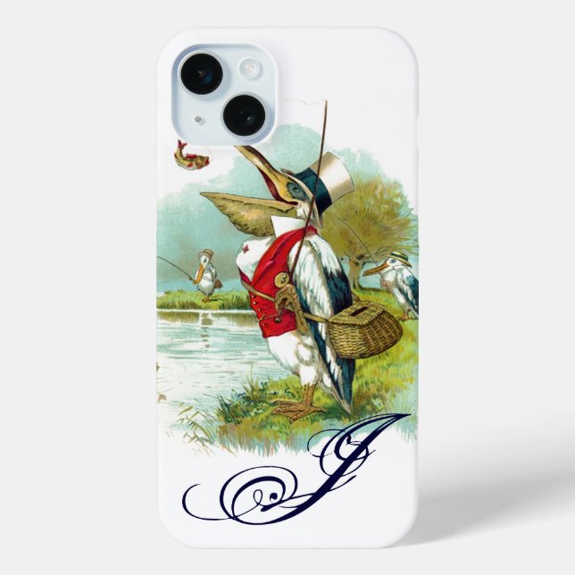 MR PELICAN FISHING MONOGRAM,white Case-Mate iPhone Case (Back)