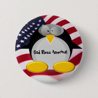 Mr.Penguin - God Bless America 2 Inch Round Button