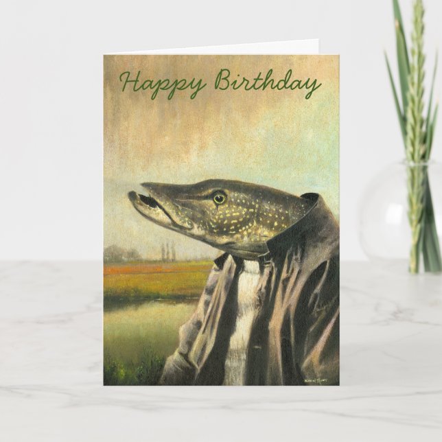 Mr Pike Fishing Birthday Card (Front)