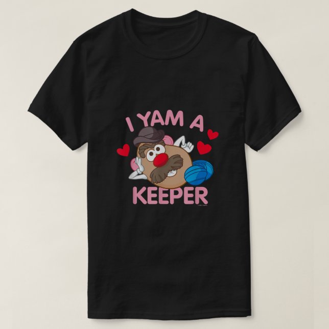 Mr Potato Head Valentines Day I Yam A Keeper Heart T-Shirt (Design Front)