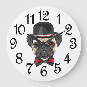 Mr. Pug Large Clock