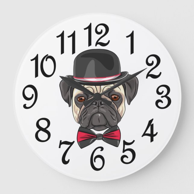Mr. Pug Large Clock (Front)
