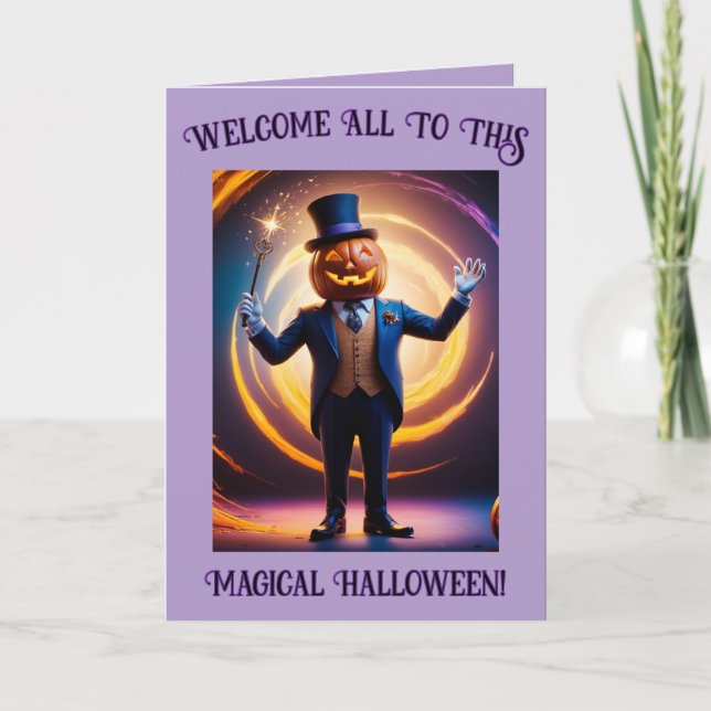 Mr. Pumpkin's Magical Halloween (2) Holiday Card (Front)