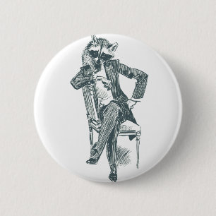 Mr. Raccoon, 2¼ Inch Round Button