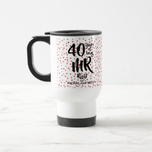 Mr Right 40th Anniversary Ruby Hearts Confetti Travel Mug