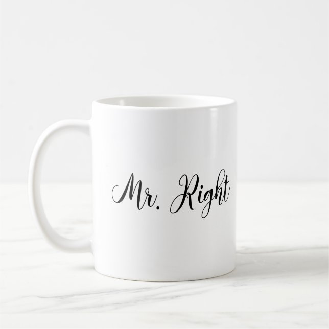 Mr. Right Bowtie Wedding Bachelor Coffee Mug (Left)