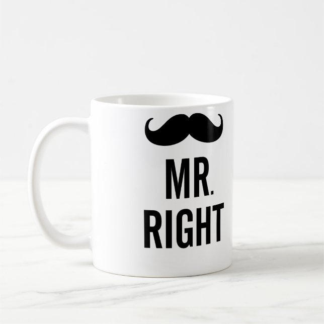 Mr. Right Moustache Mug (Left)