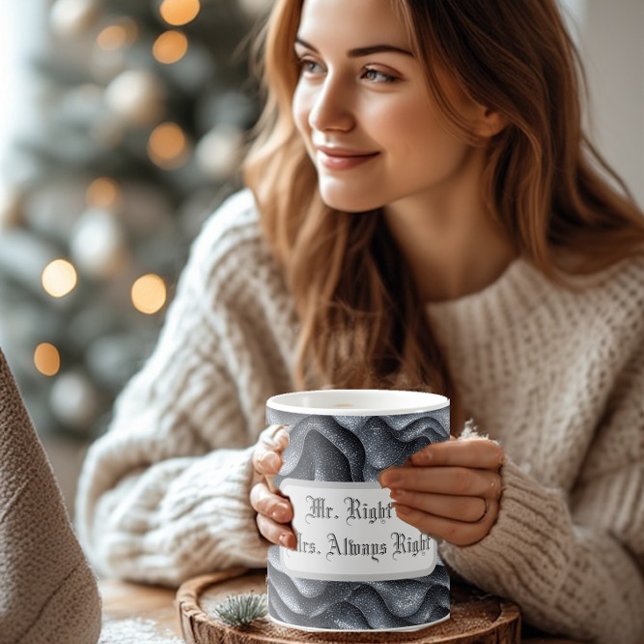 Mr Right & Mrs Always Right Silver Bling Luxe Glam Magic Mug (Mr Right & Mrs Always Right Silver Bling Luxe Glam Color Morph Mug)