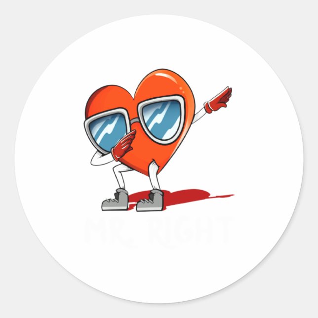 Mr Right Valentines Day Humor Matching Couples 1  Classic Round Sticker (Front)