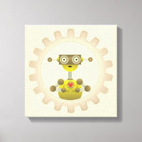 Mr. Robot with Steampunk Gear Heart Canvas Print