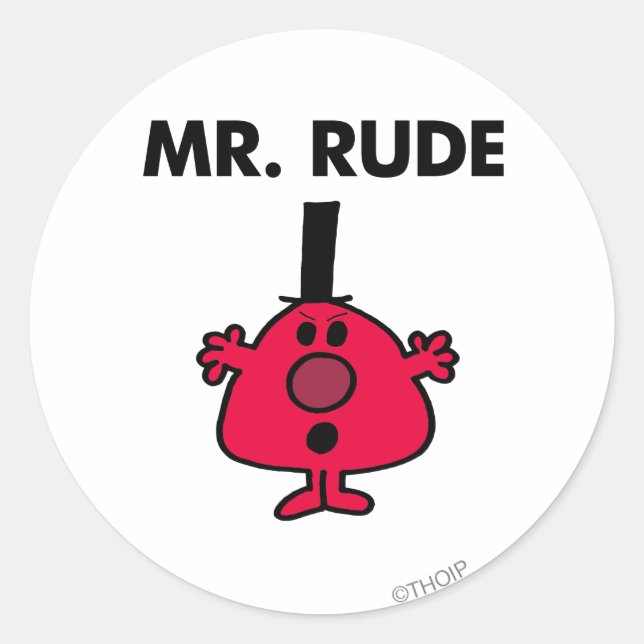 Mr. Rude | Red-Faced Anger Classic Round Sticker (Front)