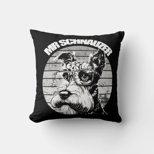 Mr Schnauzer Throw Pillow (Front)