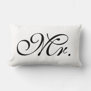 Mr Scroll Text In Black And White Lumbar Pillow