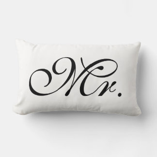 Mr Scroll Text In Black And White Lumbar Pillow