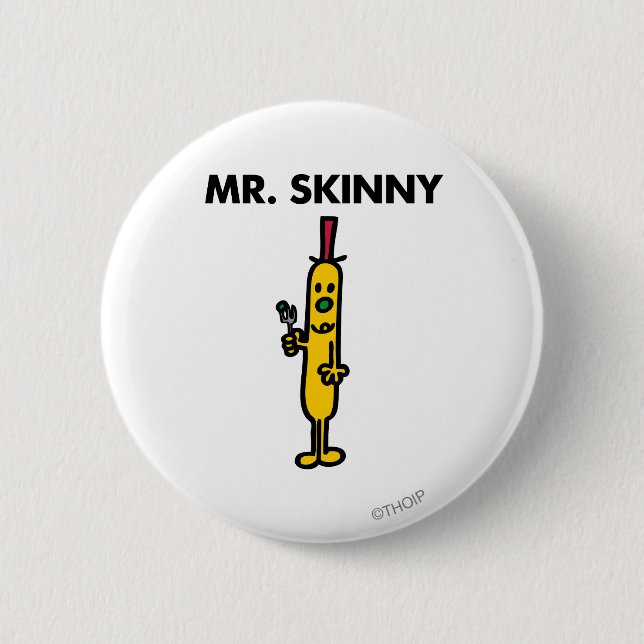 Mr. Skinny | Pea & Fork 2 Inch Round Button (Front)