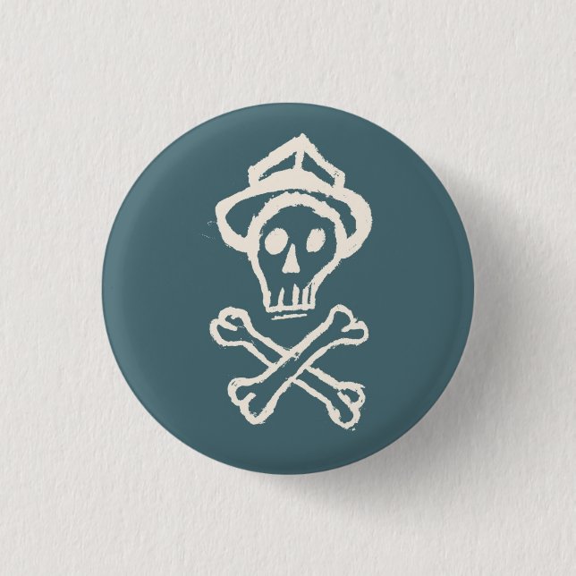 Mr. Skullington - Doldrum Sky Blue 1 Inch Round Button (Front)
