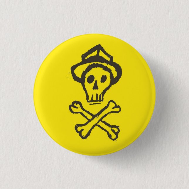 Mr. Skullington - Lemon Yellow 1 Inch Round Button (Front)