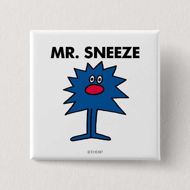 Mr. Sneeze | Jagged-Edged Body 2 Inch Square Button (Front)