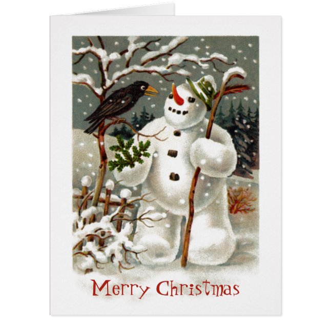 Mr. Snowman and Mr. Crow Big Greeting Card (Front)