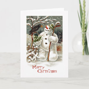 Mr. Snowman and Mr. Crow Greeting Card