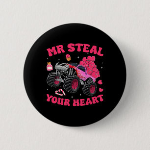 Mr Steal Heart Monster Truck Loving Romantic Valen 2 Inch Round Button