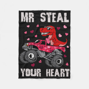 Mr Steal Your Heart Dinosaur Monster Truck T Rex V Fleece Blanket