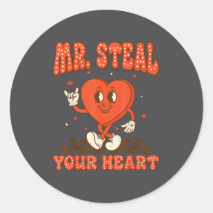 Mr Steal Your Heart For Boys Toddlers Valentine's Classic Round Sticker