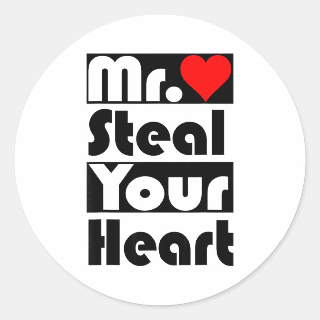 Mr Steal Your Heart For Boys Toddlers Valentines  Classic Round Sticker (Front)