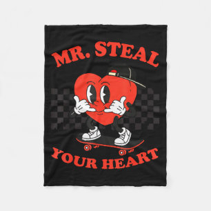 Mr Steal Your Heart For Boys Toddlers Valentine's Fleece Blanket