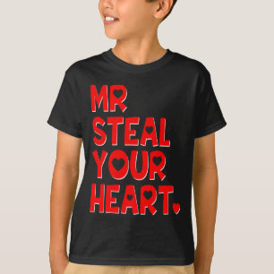 Mr Steal Your Heart Funny Valentines Day Boys Men  T-Shirt