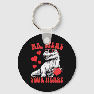 Mr Steal Your Heart Heart T-rex Dinosaur Valentine Keychain