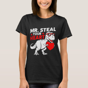 Mr Steal Your Heart Valentine Day Dinosaur Boys T-Shirt