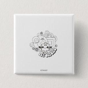 Mr. Strong   Black & White Stars & Flowers 2 Inch Square Button